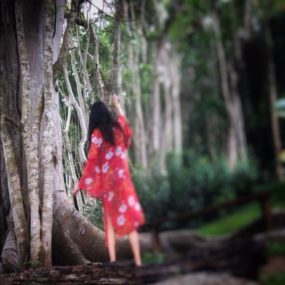 Band of Gypsies Red Floral Duster - Kimono Sleeves